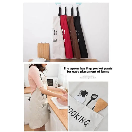 New Waterproof Oil-Resistant Kitchen Apron with Hand-Wiping Feature Waistcoat Unisex Home Use Cooking Apron Korean Style