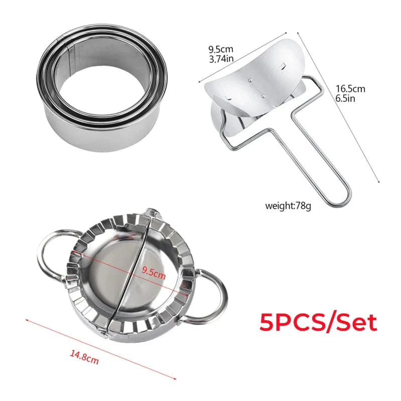 Moule à dumplings en acier inoxydable - Kit de 5 pièces de cuisine
