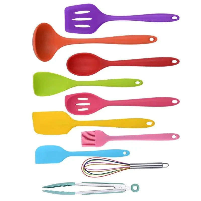 Ensemble d'Ustensiles de Cuisine en Silicone 10 Pièces