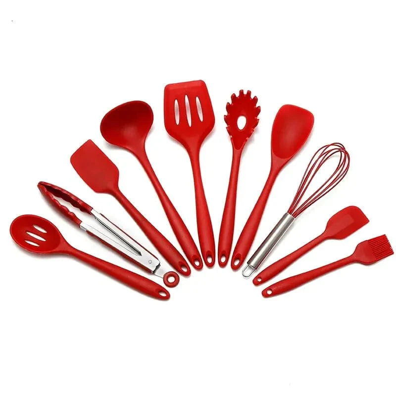 Ensemble d'Ustensiles de Cuisine en Silicone 10 Pièces