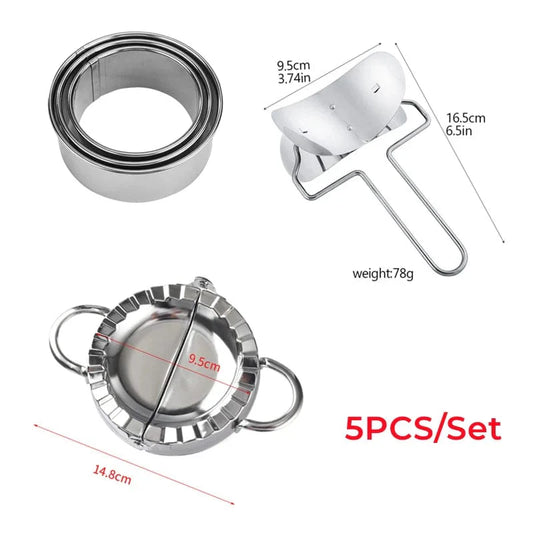 Moule à dumplings en acier inoxydable - Kit de 5 pièces de cuisine