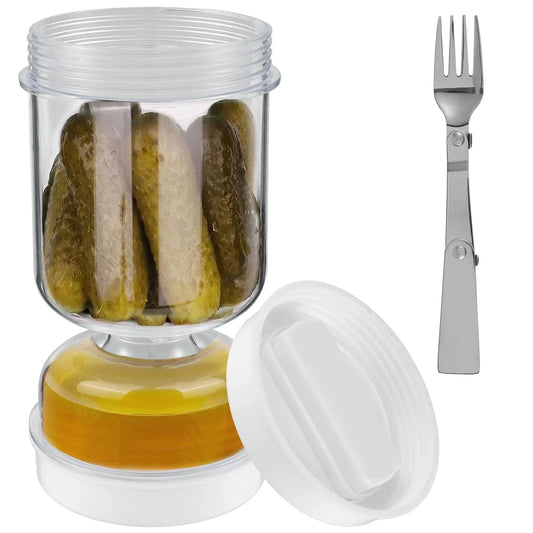 Bocal à Pickles avec Fourchettes - Distributeur de Pickles et Olives - Contenant de Concombre pour Cuisine