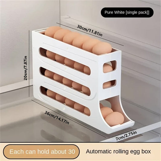 Boîte de Rangement Œufs Automatique en Polypropylène - Organisateur Œufs Réfrigérateur (30 Œufs)