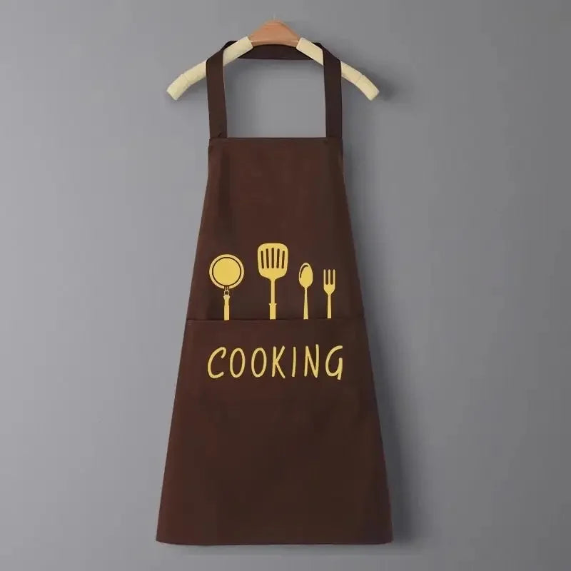 New Waterproof Oil-Resistant Kitchen Apron with Hand-Wiping Feature Waistcoat Unisex Home Use Cooking Apron Korean Style