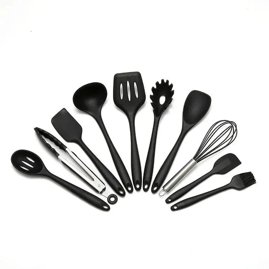 Ensemble d'Ustensiles de Cuisine en Silicone 10 Pièces