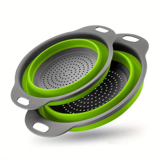 Panier de Drainage Pliable en Silicone pour Camping et Cuisine - 2 pièces