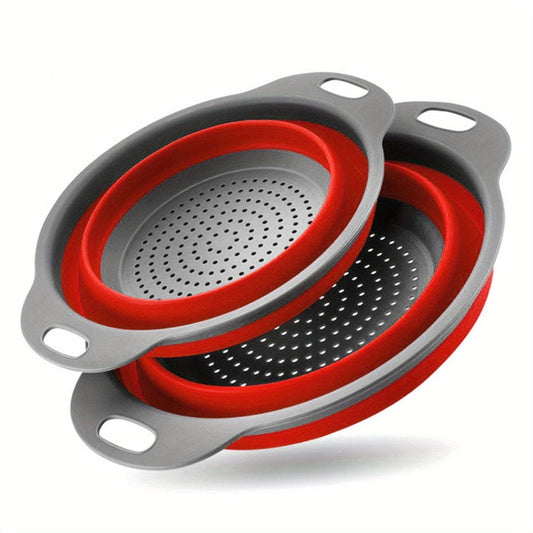 Panier de Drainage Pliable en Silicone pour Camping et Cuisine - 2 pièces