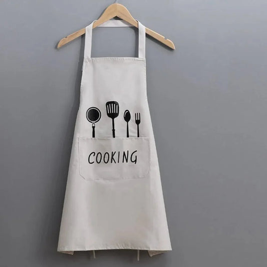 Tablier de Cuisine Classique "Cooking" en PVC Imperméable - Couleur Blanc-cassé