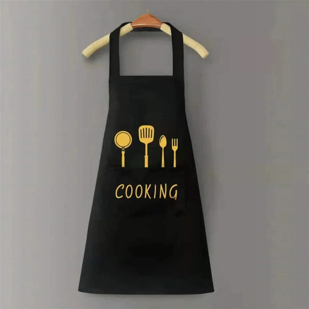 Tablier de Cuisine Classique "Cooking" en PVC Imperméable - Couleur Noire