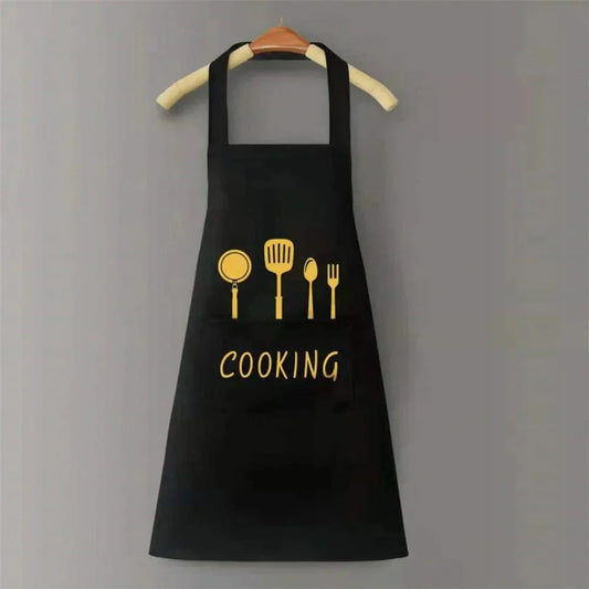 Tablier de Cuisine Classique "Cooking" en PVC Imperméable - Couleur Noire