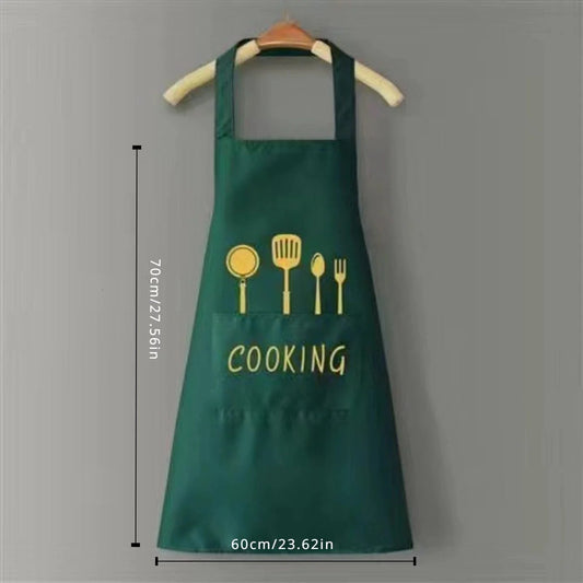 Tablier de Cuisine Classique "Cooking" en PVC Imperméable - Couleur Verte