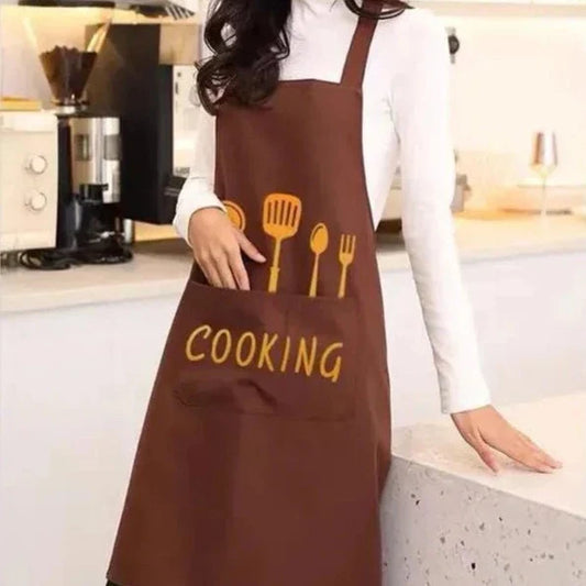 Tablier de Cuisine Classique "Cooking" en PVC Imperméable - Couleur Marron
