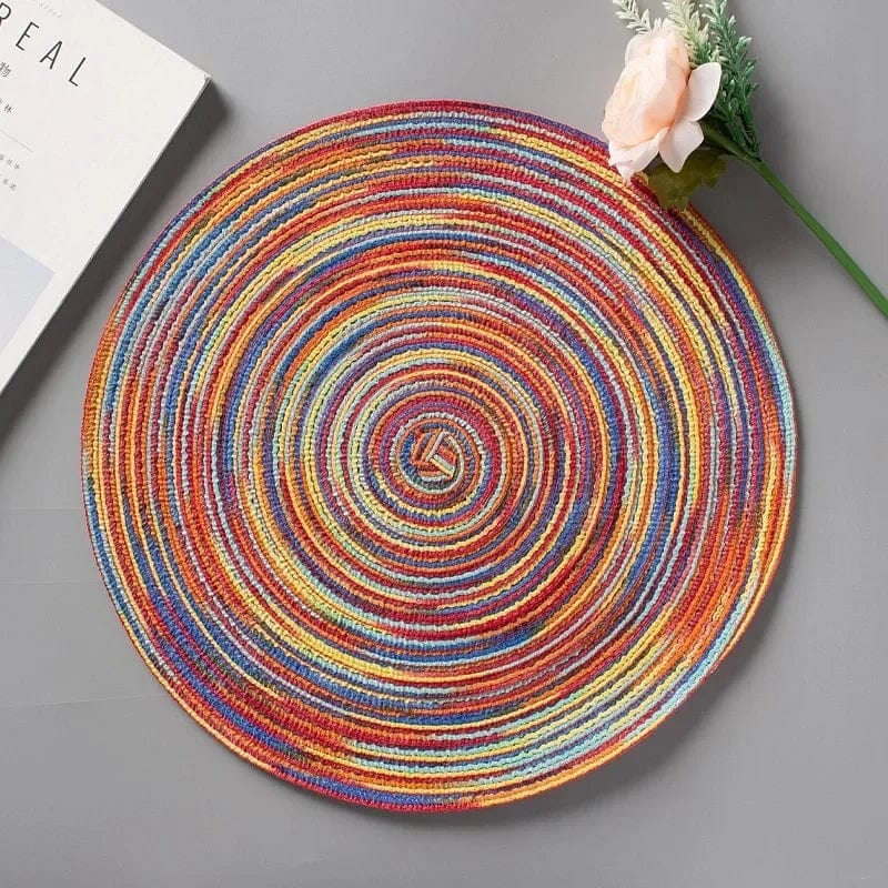 Tapis de Table Rond en Vinyle Tissé Individuel pour Décoration de Table, Lot de 1